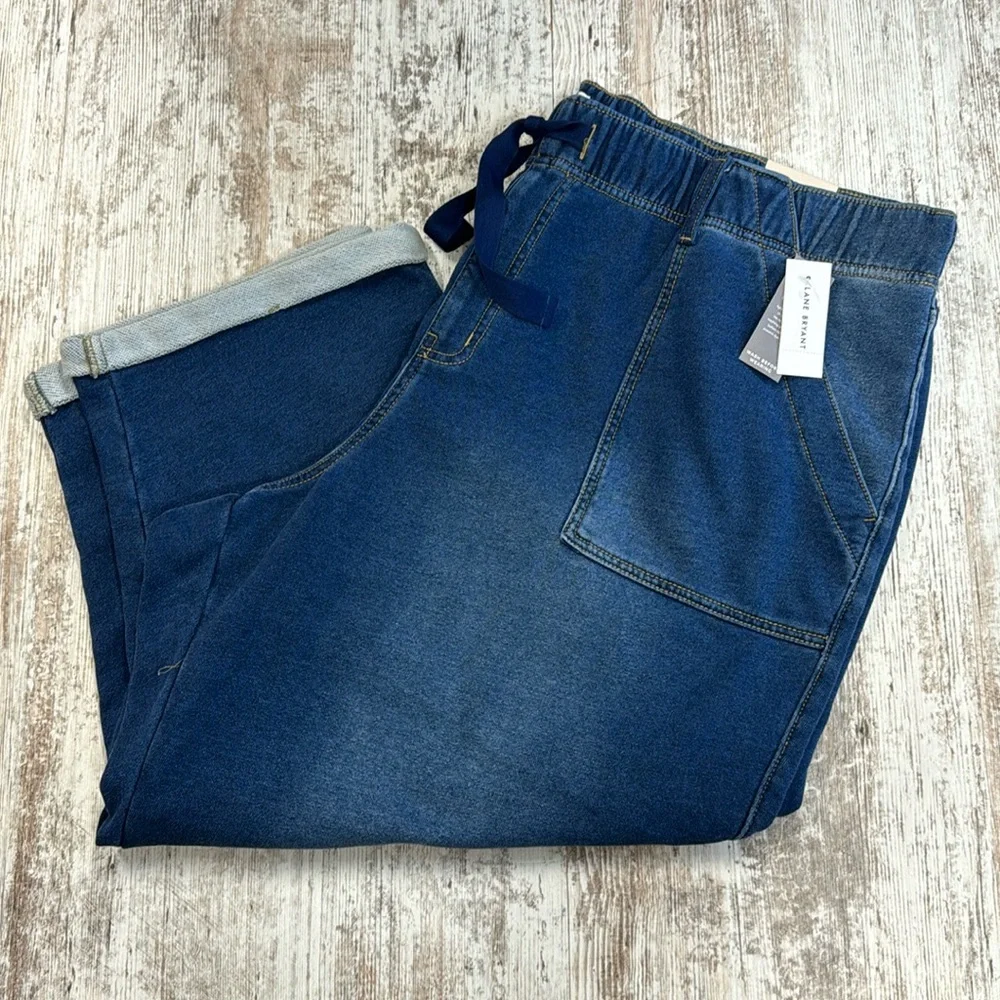 Lane Bryant NWT Blue Pull-On Fit Knit Boyfriend Capri Pants - Picture 4 of 13